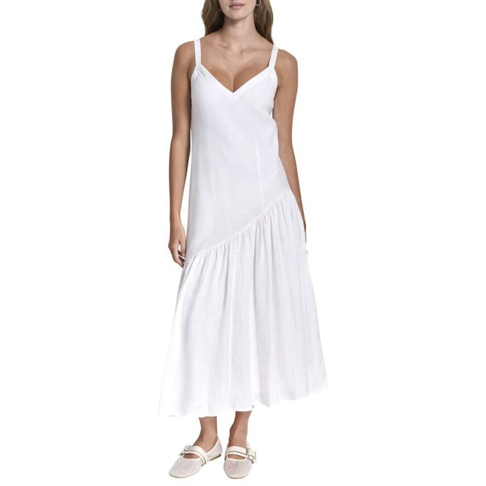 Dkny Womens  Shirred Linen Dress